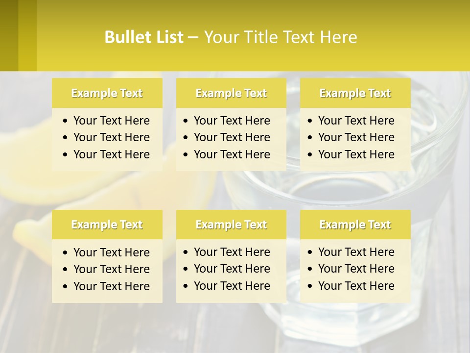 A Glass Of Water With Lemons On A Wooden Table PowerPoint Template