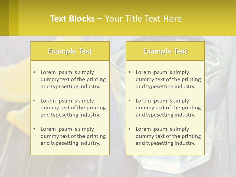 A Glass Of Water With Lemons On A Wooden Table PowerPoint Template