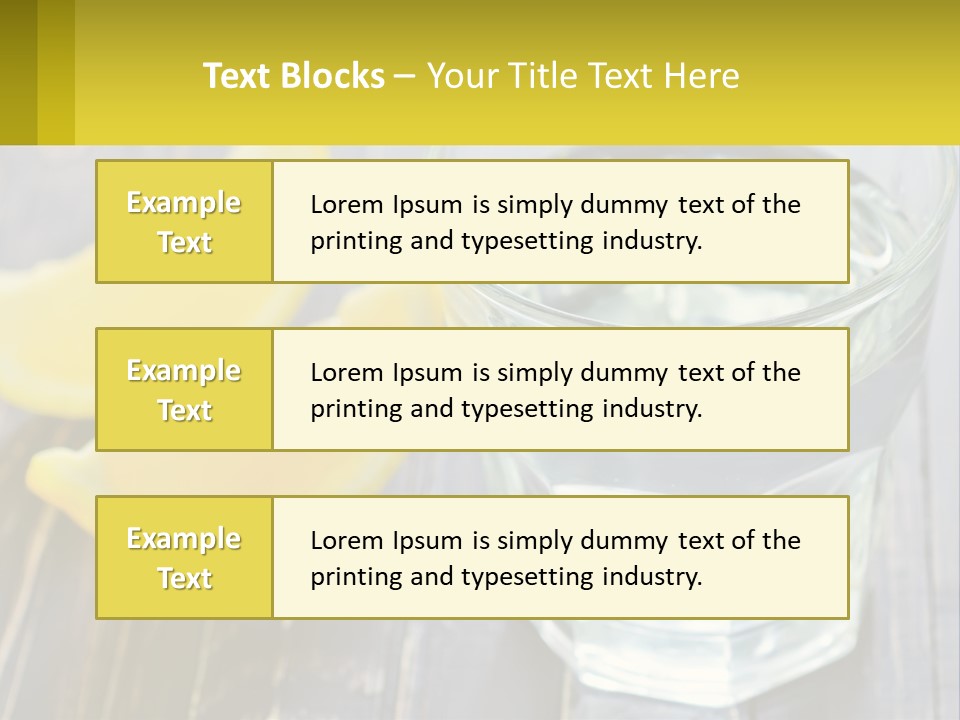 A Glass Of Water With Lemons On A Wooden Table PowerPoint Template