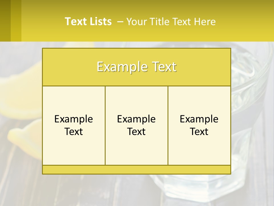 A Glass Of Water With Lemons On A Wooden Table PowerPoint Template