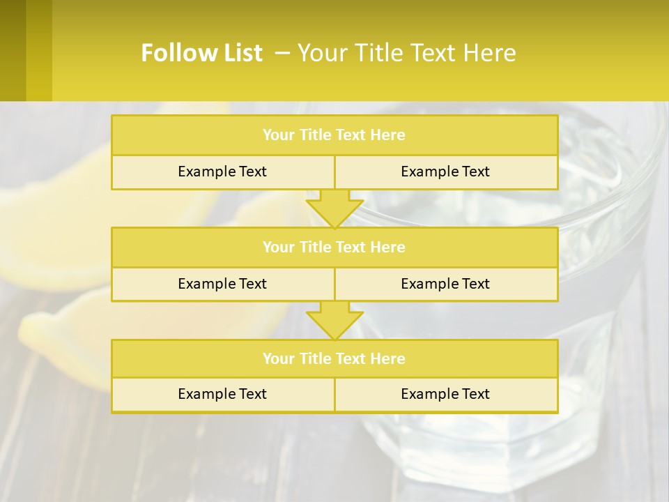 A Glass Of Water With Lemons On A Wooden Table PowerPoint Template