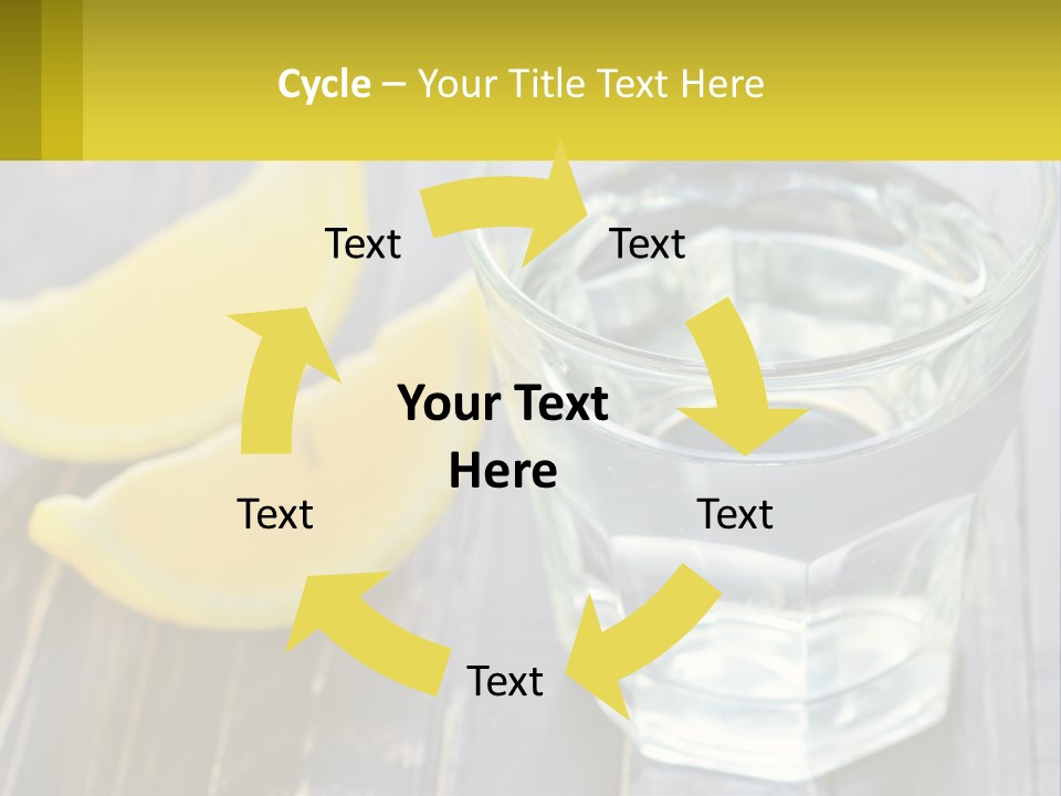 A Glass Of Water With Lemons On A Wooden Table PowerPoint Template