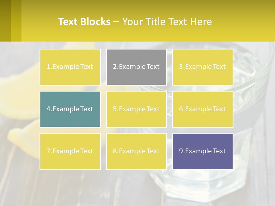 A Glass Of Water With Lemons On A Wooden Table PowerPoint Template