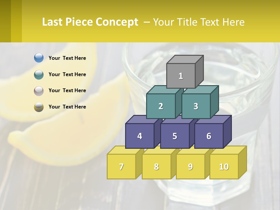 A Glass Of Water With Lemons On A Wooden Table PowerPoint Template
