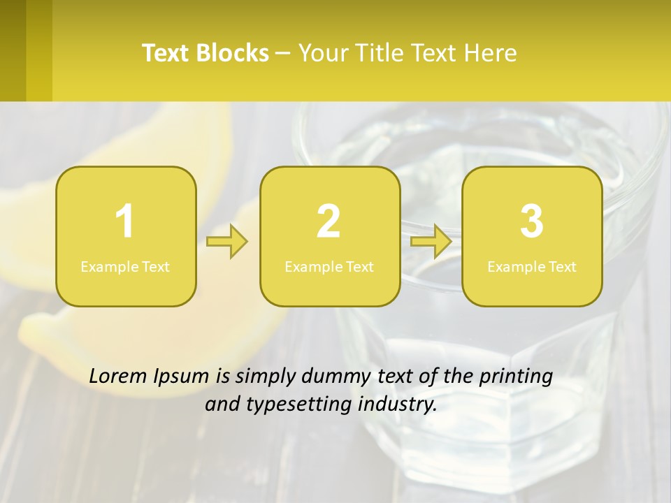 A Glass Of Water With Lemons On A Wooden Table PowerPoint Template
