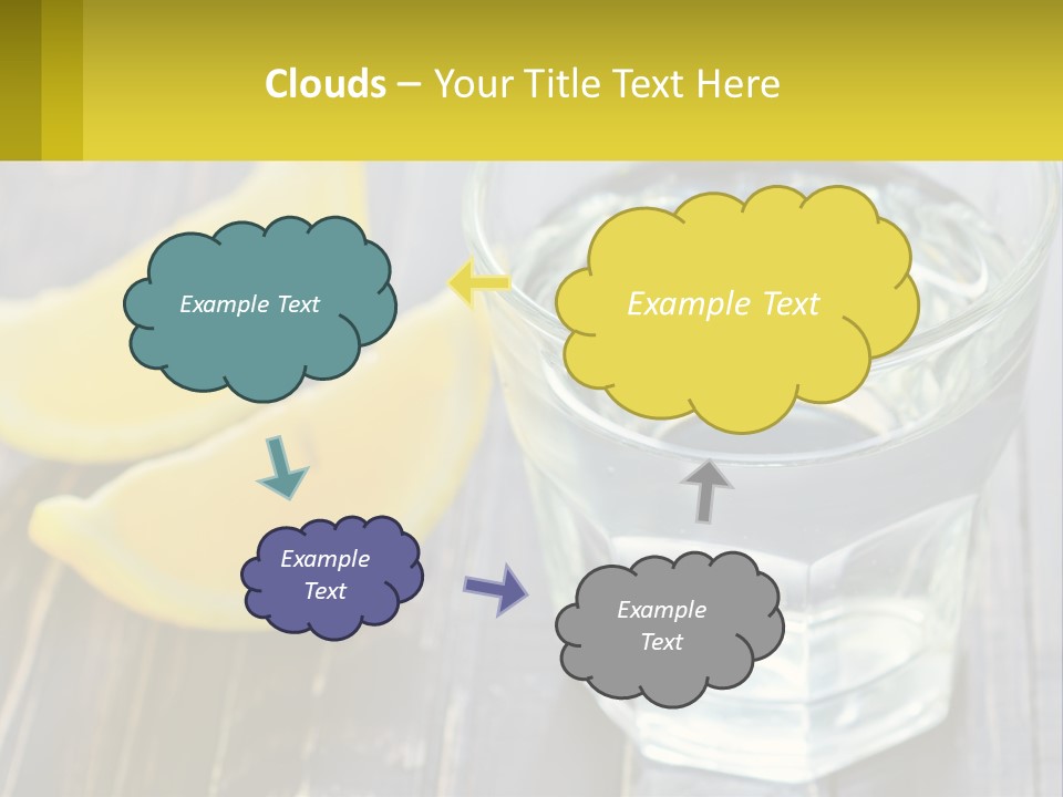 A Glass Of Water With Lemons On A Wooden Table PowerPoint Template