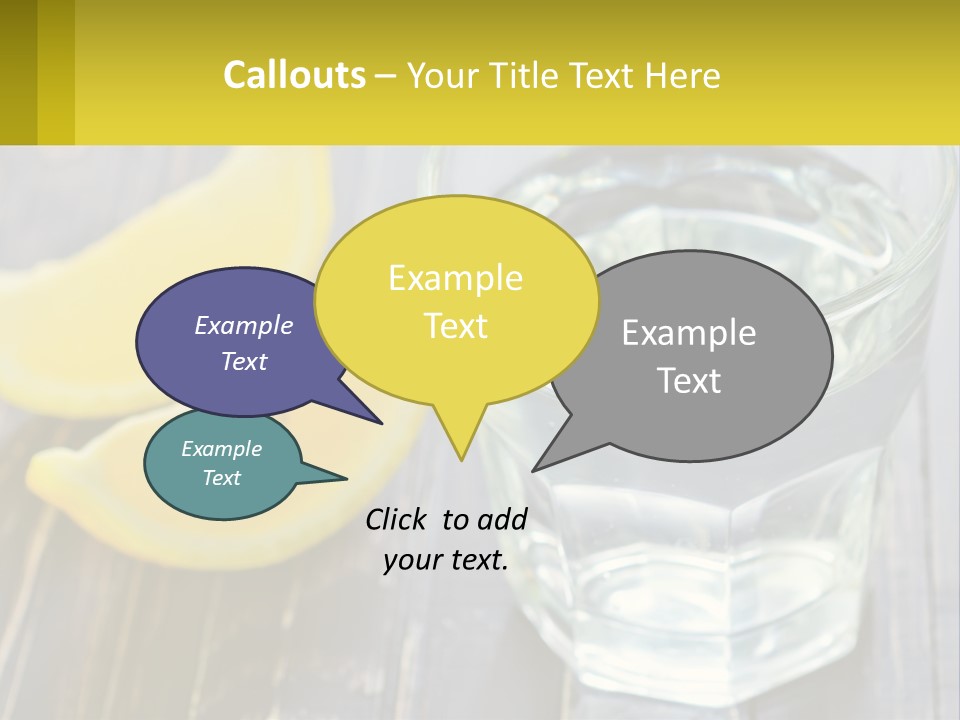 A Glass Of Water With Lemons On A Wooden Table PowerPoint Template