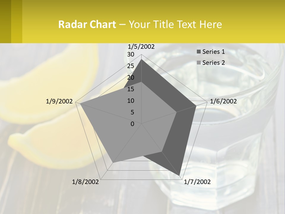 A Glass Of Water With Lemons On A Wooden Table PowerPoint Template