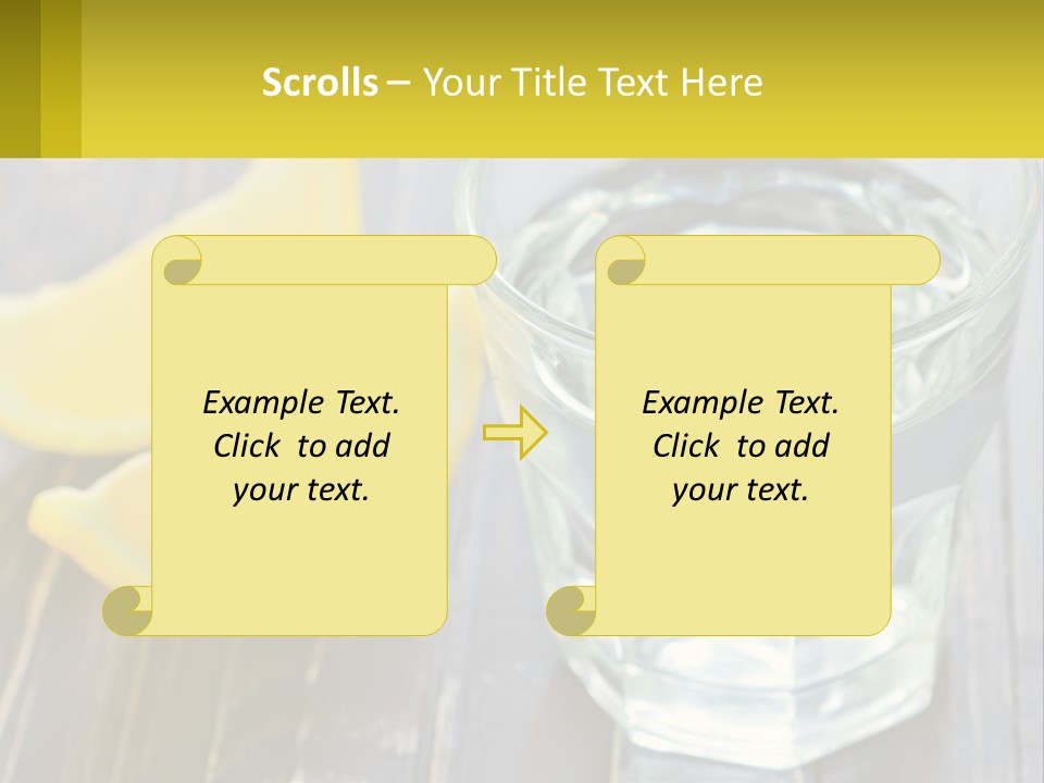 A Glass Of Water With Lemons On A Wooden Table PowerPoint Template
