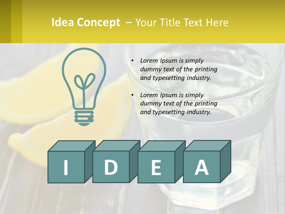 A Glass Of Water With Lemons On A Wooden Table PowerPoint Template