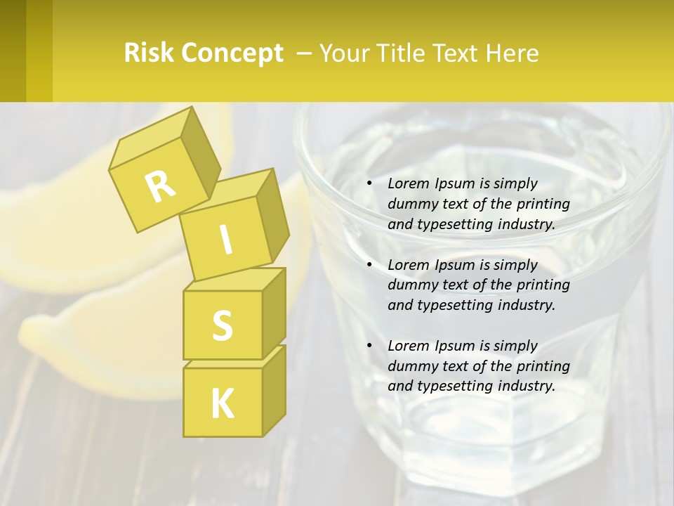 A Glass Of Water With Lemons On A Wooden Table PowerPoint Template