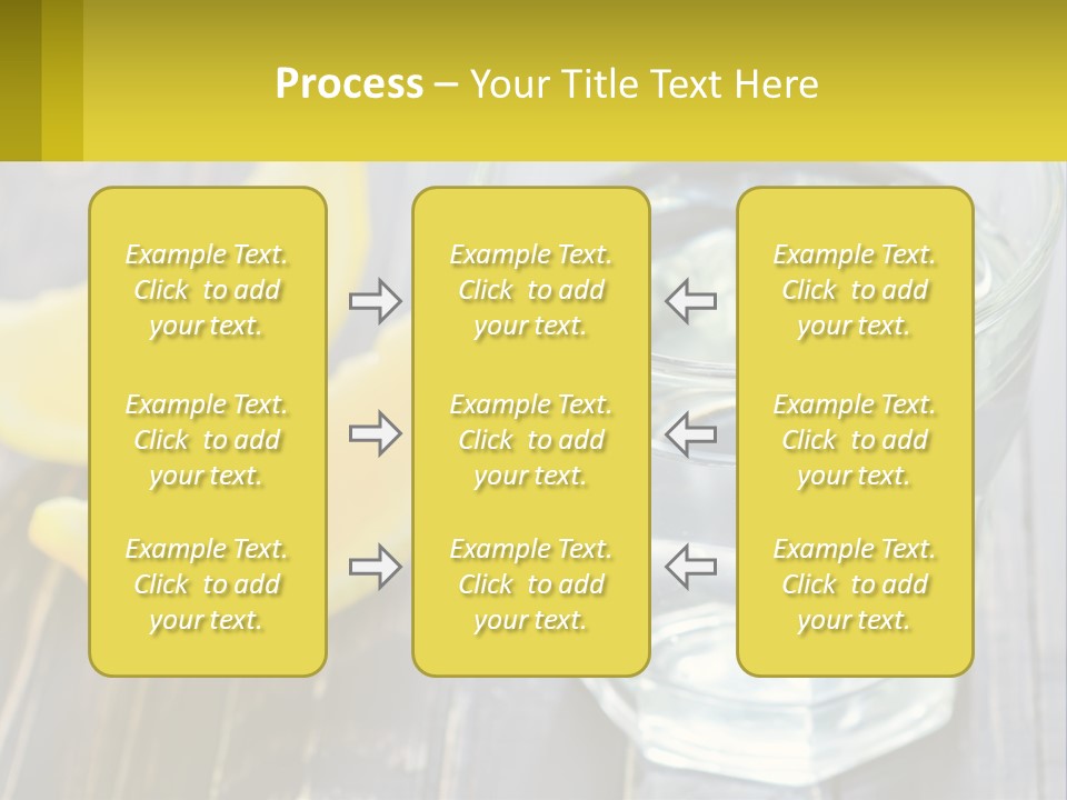 A Glass Of Water With Lemons On A Wooden Table PowerPoint Template