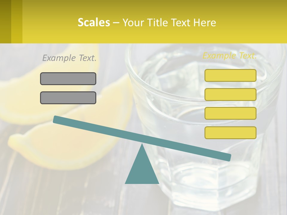 A Glass Of Water With Lemons On A Wooden Table PowerPoint Template