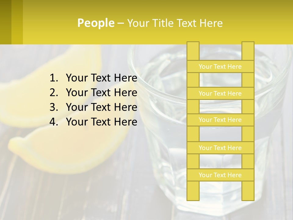 A Glass Of Water With Lemons On A Wooden Table PowerPoint Template