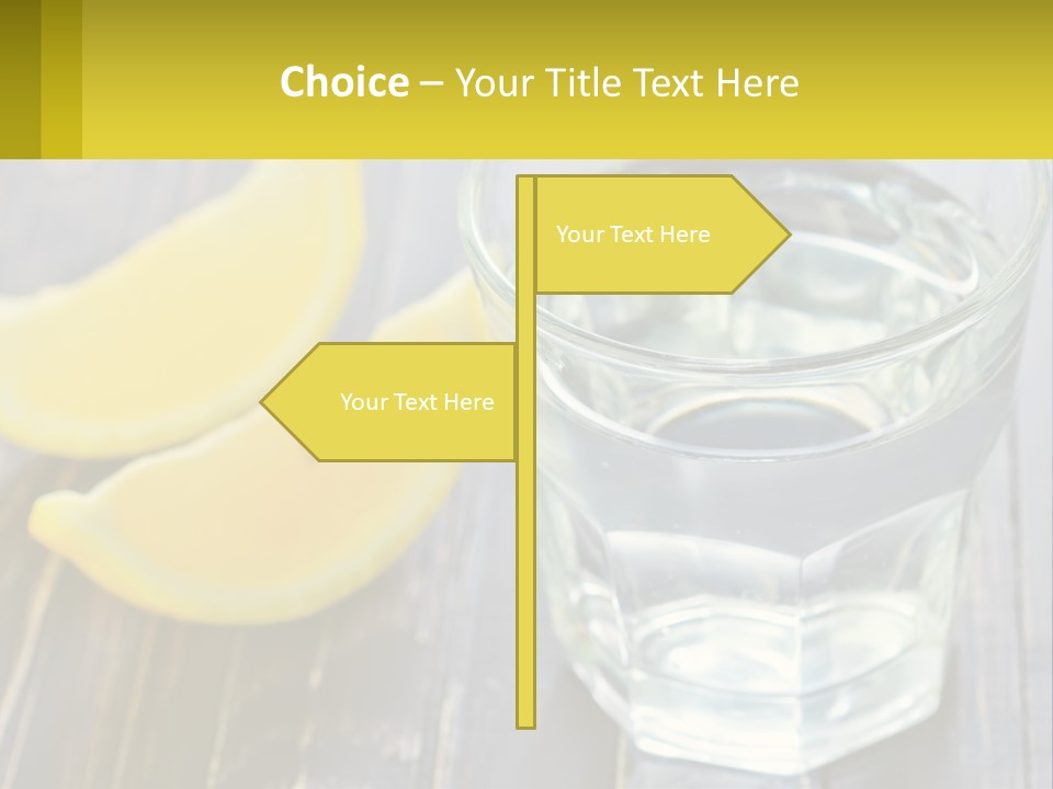 A Glass Of Water With Lemons On A Wooden Table PowerPoint Template