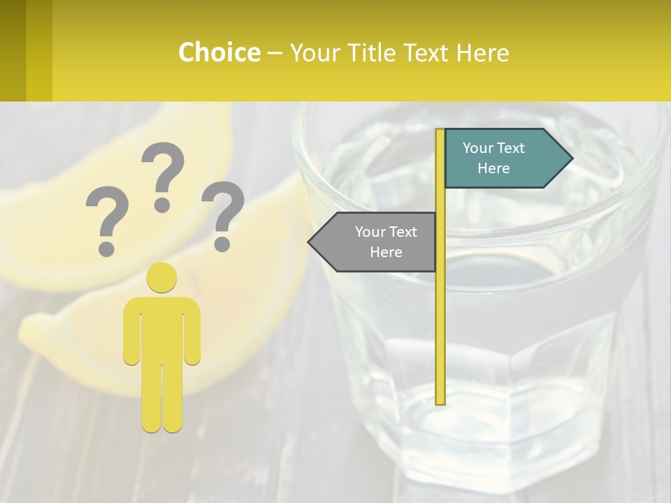 A Glass Of Water With Lemons On A Wooden Table PowerPoint Template