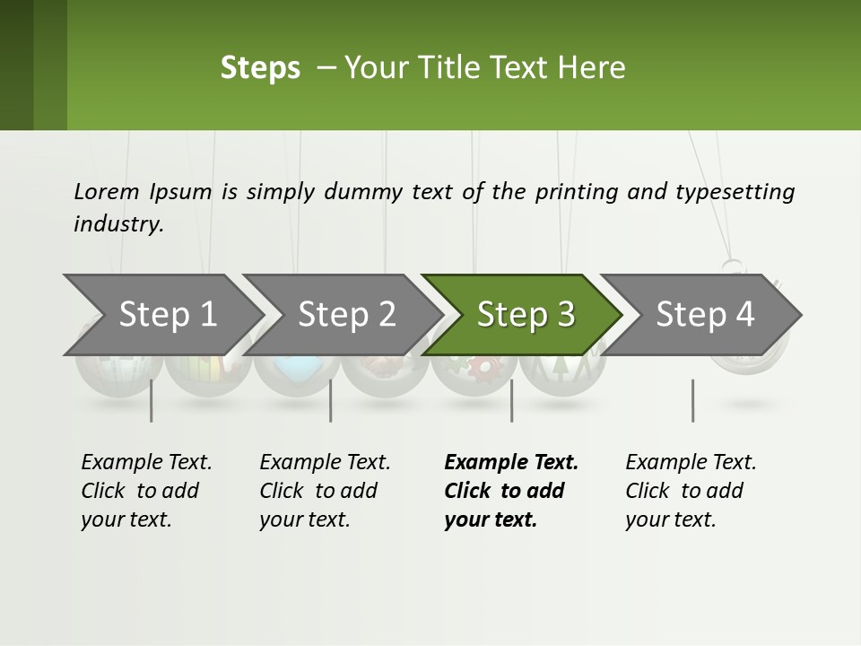 A Group Of Balls Hanging From Strings With A Clock In The Middle PowerPoint Template