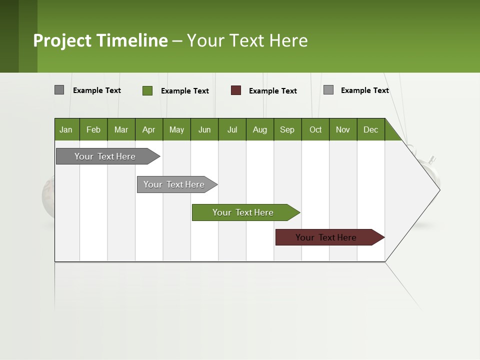 A Group Of Balls Hanging From Strings With A Clock In The Middle PowerPoint Template