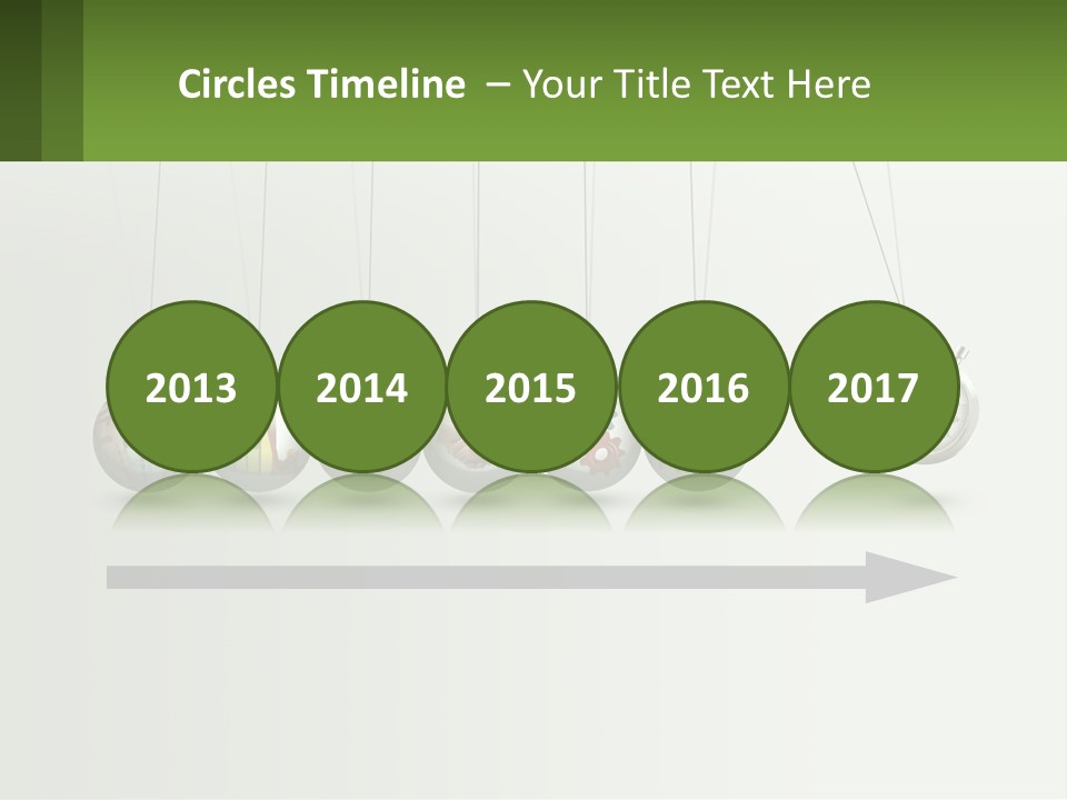 A Group Of Balls Hanging From Strings With A Clock In The Middle PowerPoint Template