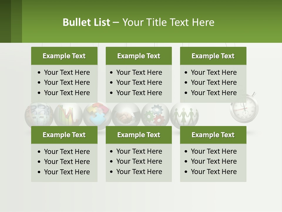 A Group Of Balls Hanging From Strings With A Clock In The Middle PowerPoint Template