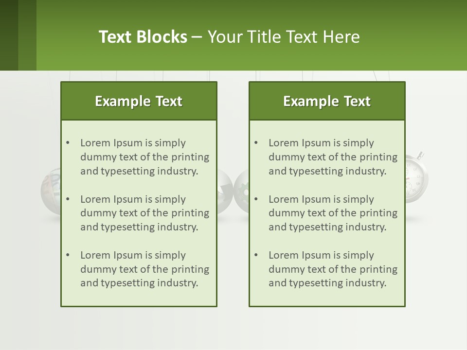 A Group Of Balls Hanging From Strings With A Clock In The Middle PowerPoint Template