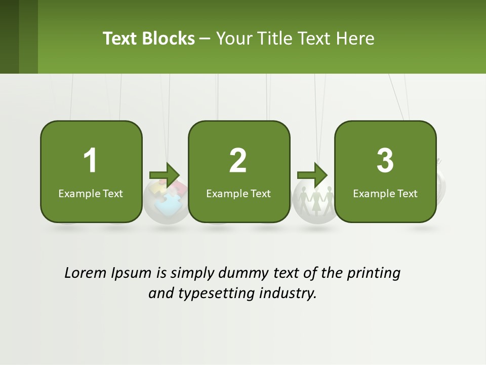 A Group Of Balls Hanging From Strings With A Clock In The Middle PowerPoint Template
