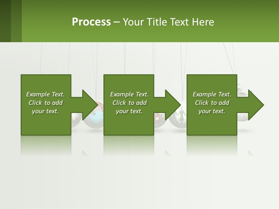 A Group Of Balls Hanging From Strings With A Clock In The Middle PowerPoint Template