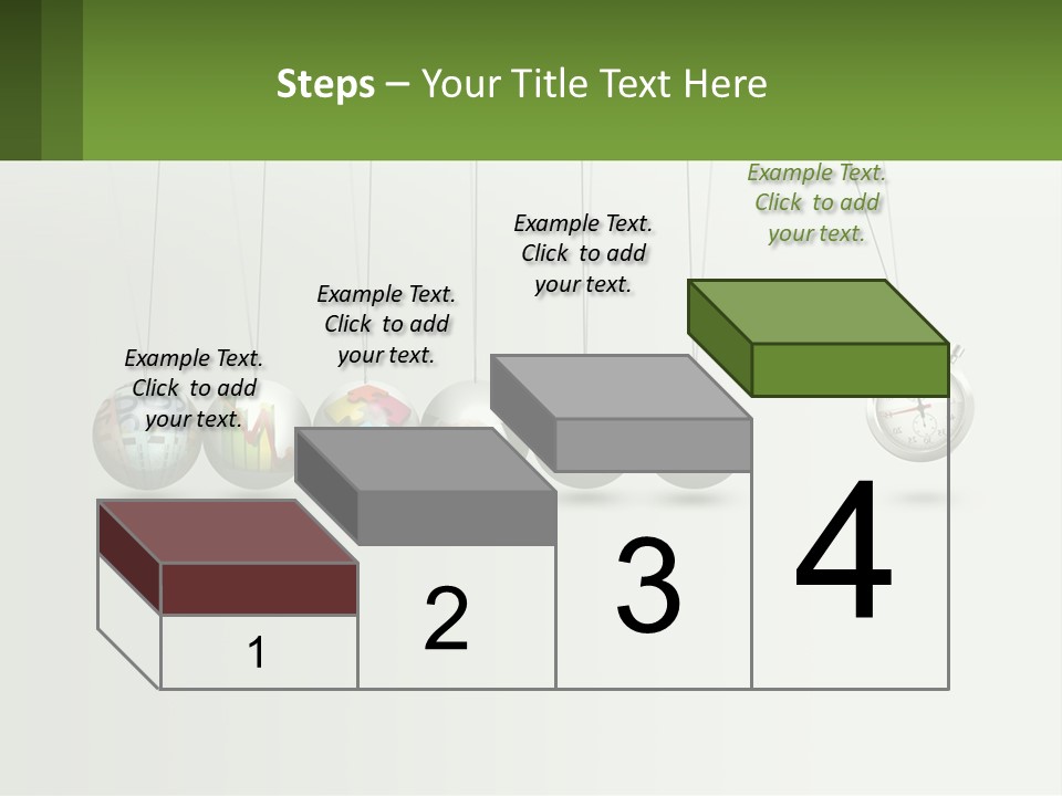 A Group Of Balls Hanging From Strings With A Clock In The Middle PowerPoint Template