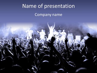 A Crowd Of People At A Concert With Their Hands In The Air PowerPoint Template