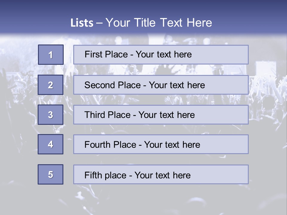 A Crowd Of People At A Concert With Their Hands In The Air PowerPoint Template