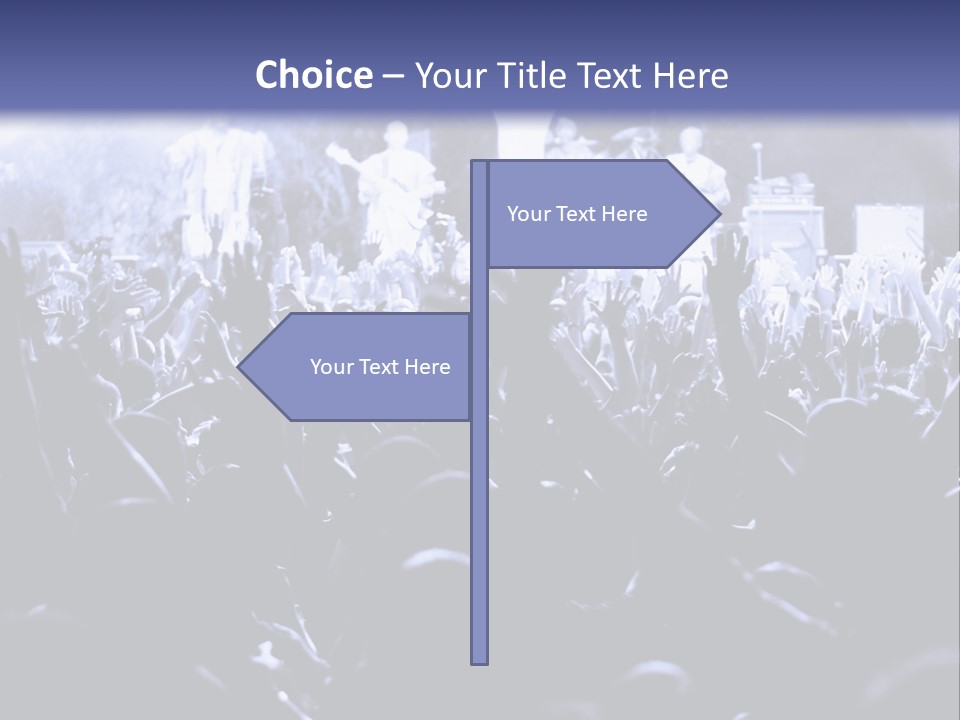 A Crowd Of People At A Concert With Their Hands In The Air PowerPoint Template