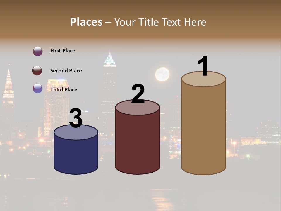 A City At Night With A Full Moon In The Sky PowerPoint Template