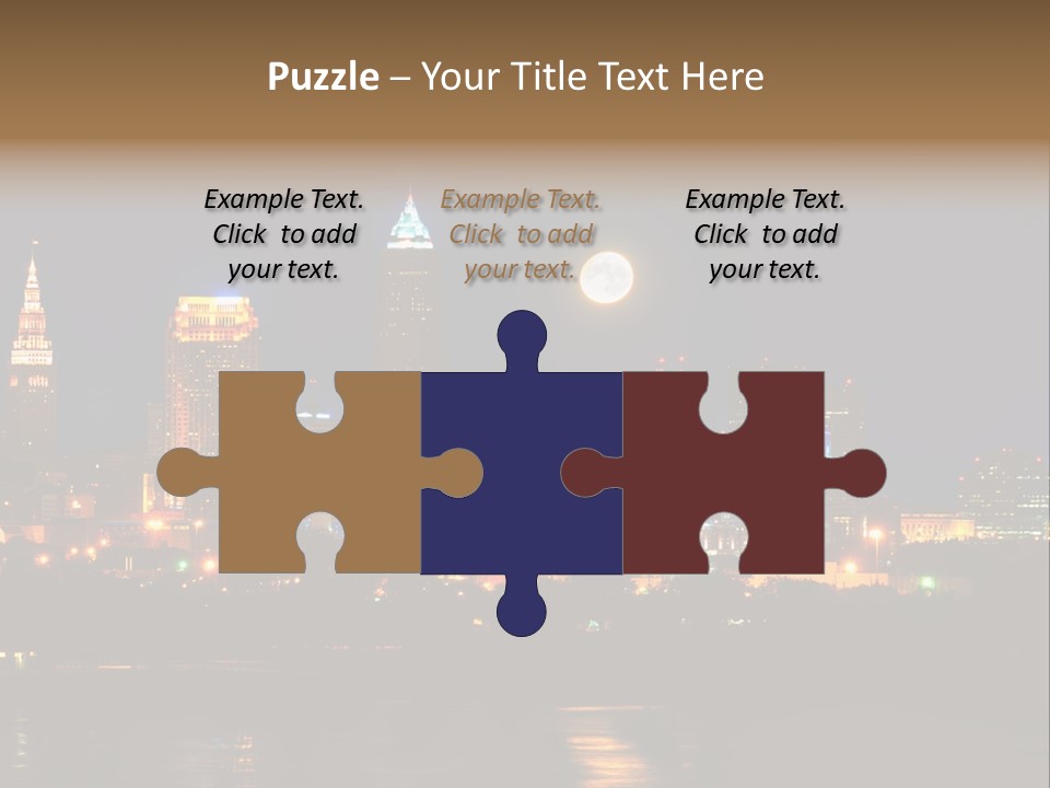 A City At Night With A Full Moon In The Sky PowerPoint Template