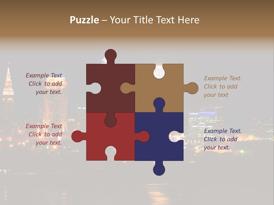 A City At Night With A Full Moon In The Sky PowerPoint Template