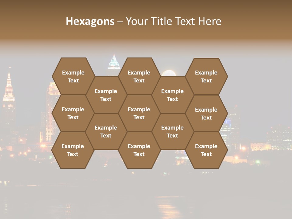 A City At Night With A Full Moon In The Sky PowerPoint Template