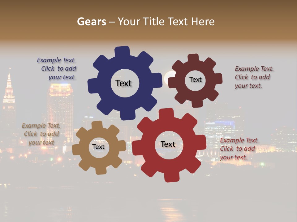 A City At Night With A Full Moon In The Sky PowerPoint Template