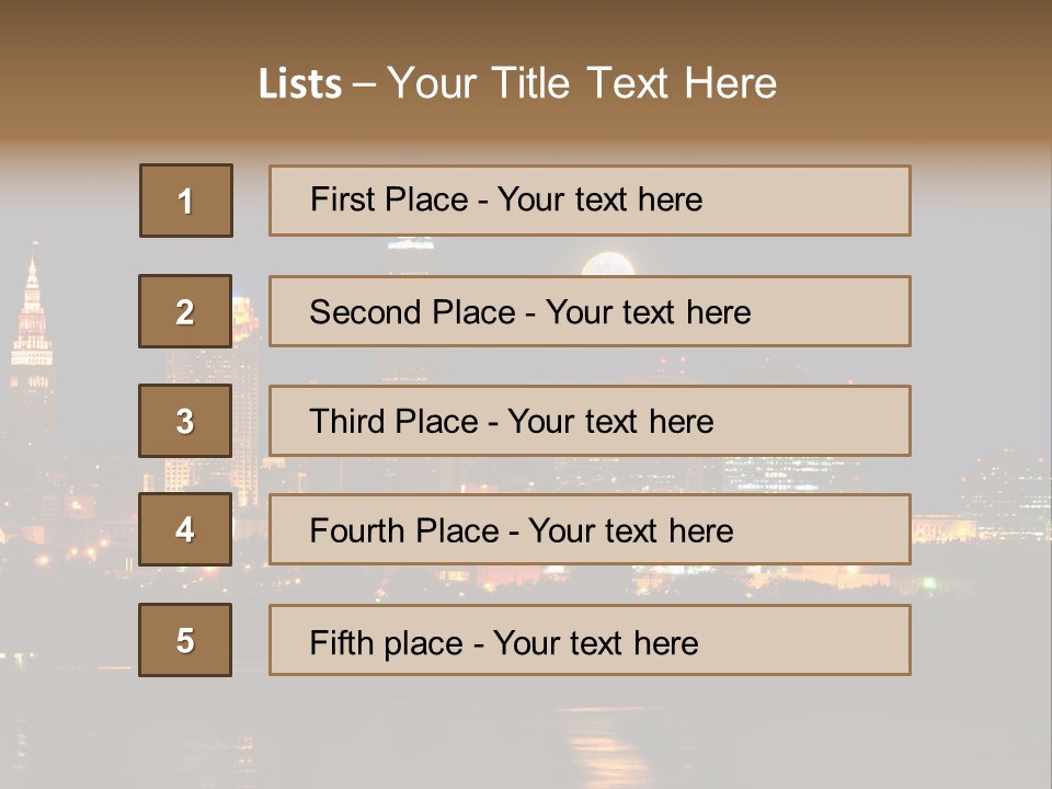 A City At Night With A Full Moon In The Sky PowerPoint Template