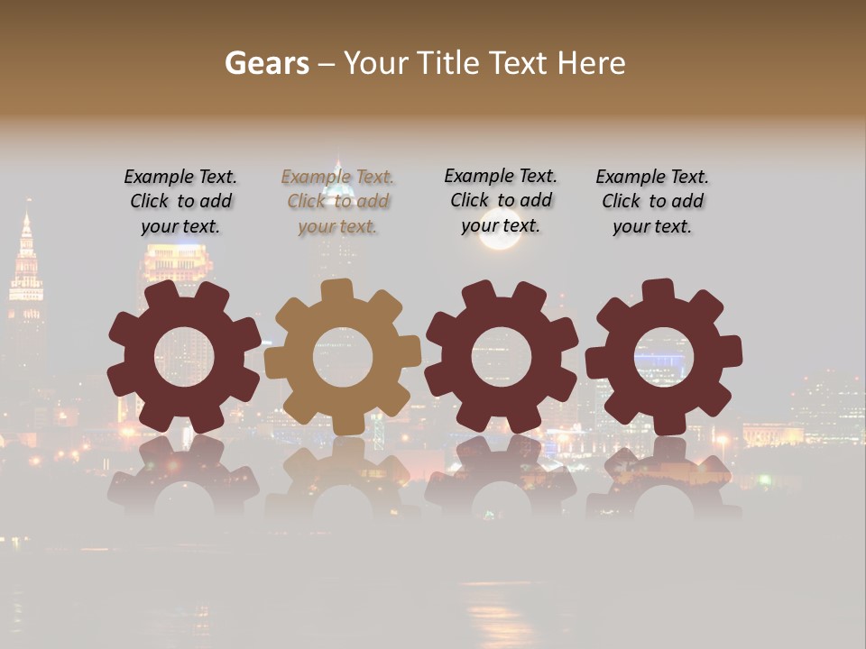 A City At Night With A Full Moon In The Sky PowerPoint Template