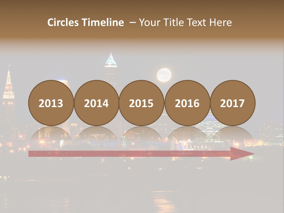 A City At Night With A Full Moon In The Sky PowerPoint Template