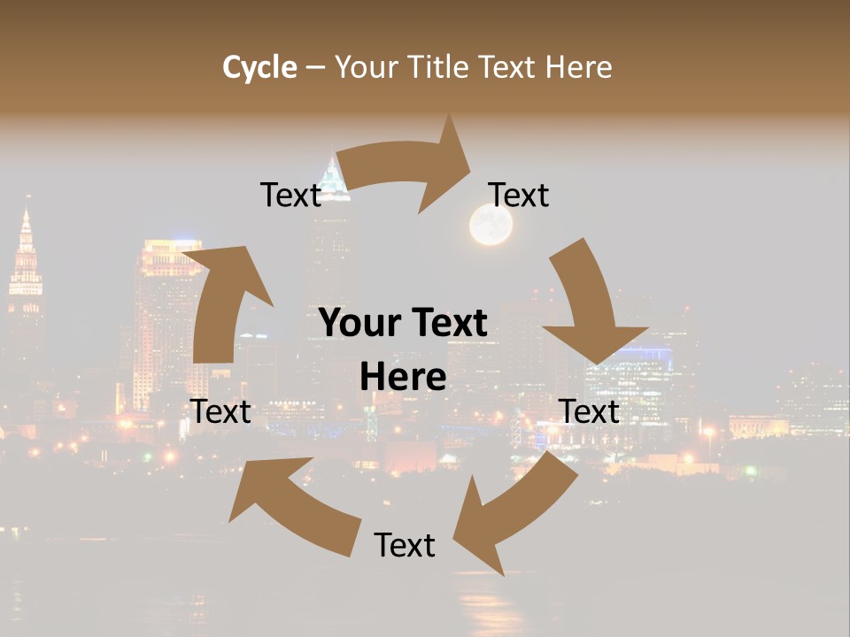 A City At Night With A Full Moon In The Sky PowerPoint Template