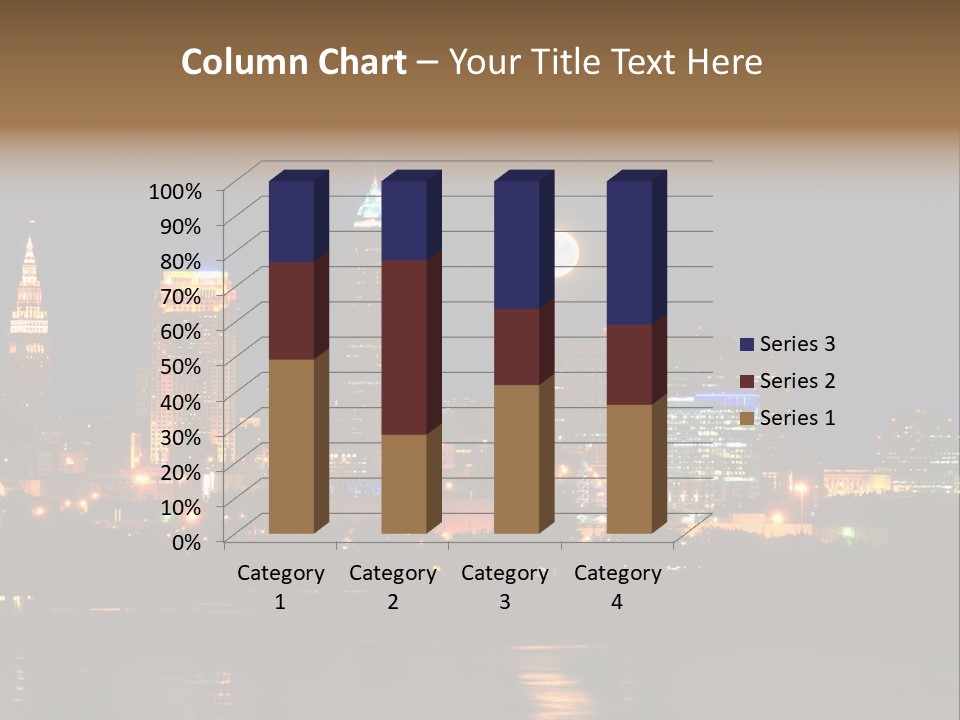 A City At Night With A Full Moon In The Sky PowerPoint Template