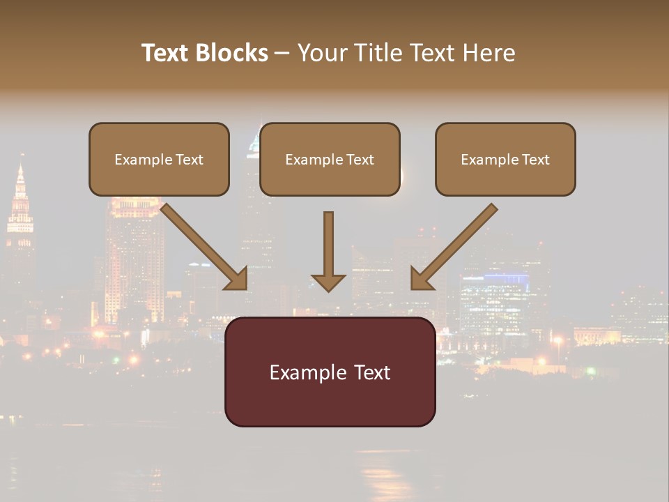A City At Night With A Full Moon In The Sky PowerPoint Template