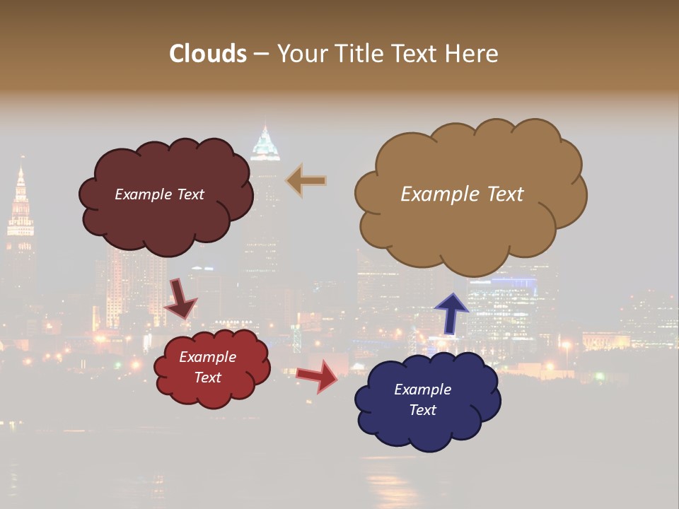 A City At Night With A Full Moon In The Sky PowerPoint Template