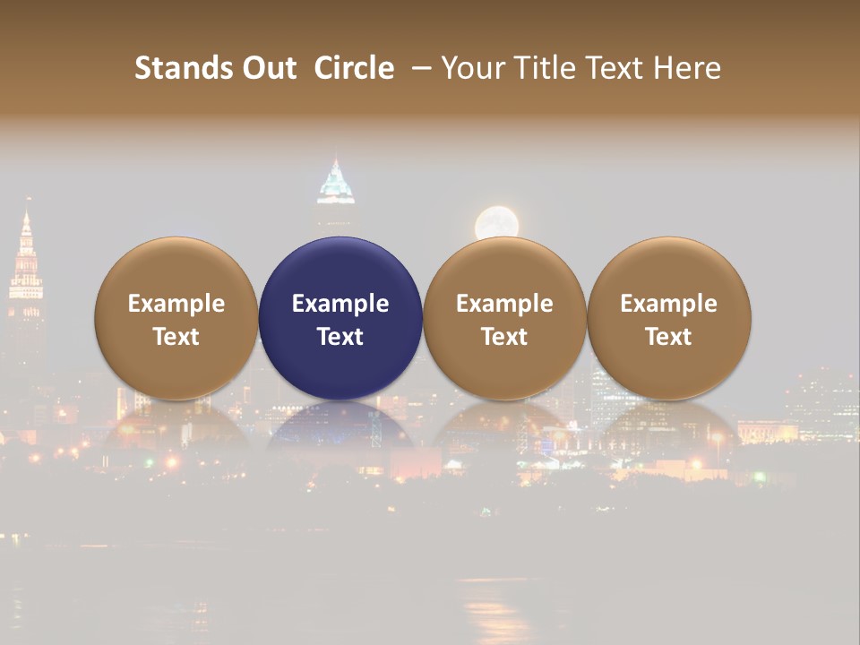 A City At Night With A Full Moon In The Sky PowerPoint Template