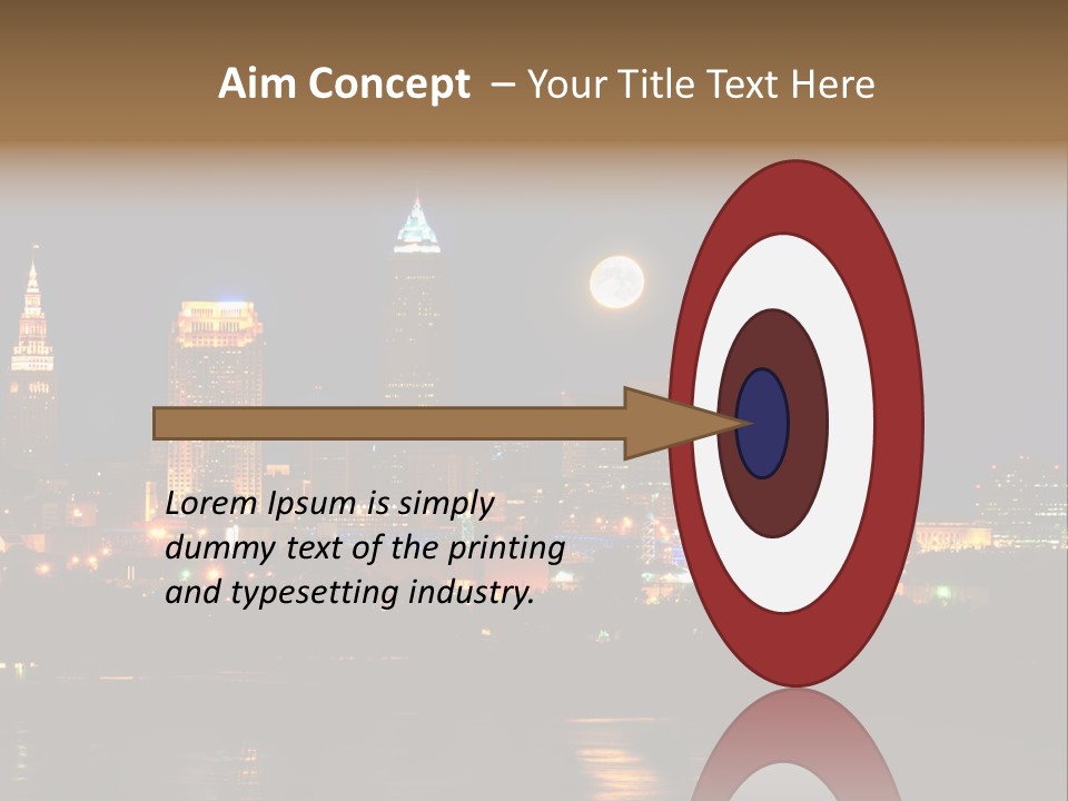 A City At Night With A Full Moon In The Sky PowerPoint Template