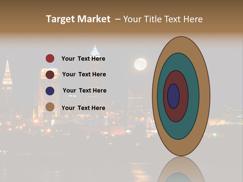 A City At Night With A Full Moon In The Sky PowerPoint Template