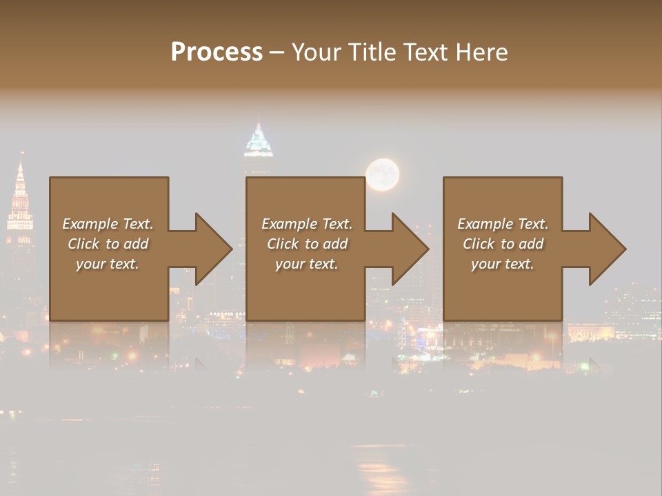 A City At Night With A Full Moon In The Sky PowerPoint Template