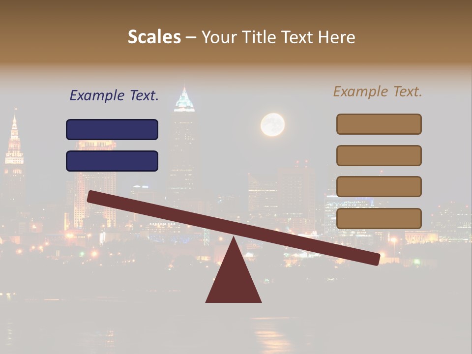 A City At Night With A Full Moon In The Sky PowerPoint Template