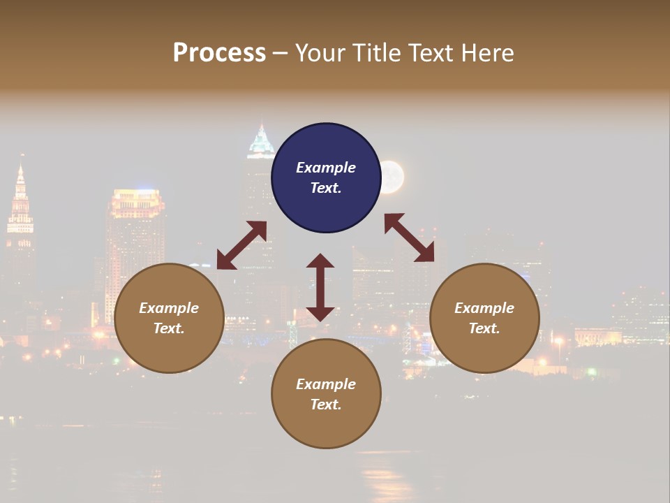 A City At Night With A Full Moon In The Sky PowerPoint Template