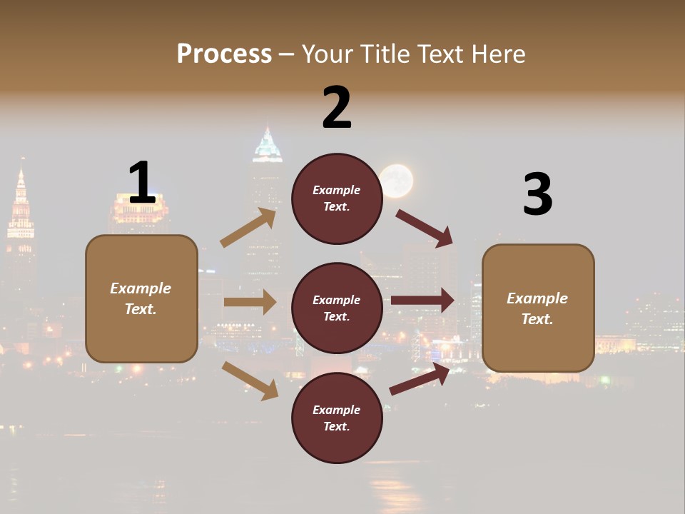 A City At Night With A Full Moon In The Sky PowerPoint Template